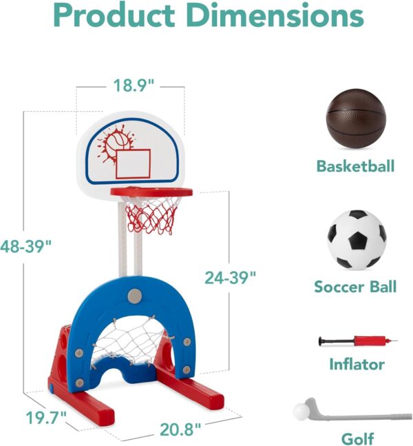 Best Choice Products 3-in-1 Toddler Basketball Hoop Sports A...