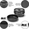Odoland 15pcs Camping Cookware Mess Kit, Non-Stick Lightweig...