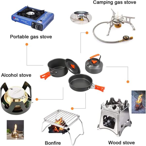 Camping Cooking Set Camping Cookware Outdoor Aluminum Mess K...
