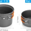 Odoland 6pcs Camping Cookware Mess Kit with Lightweight Pot,...