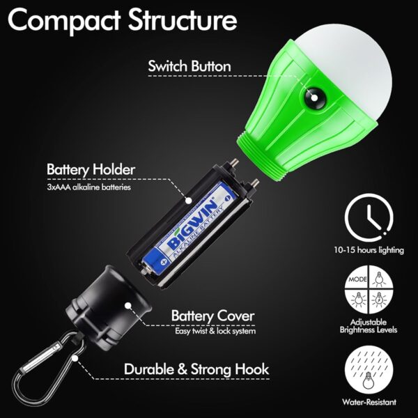Tent Lamp 4 Packs Portable LED Tent Lights Clip Hook Hurrica...