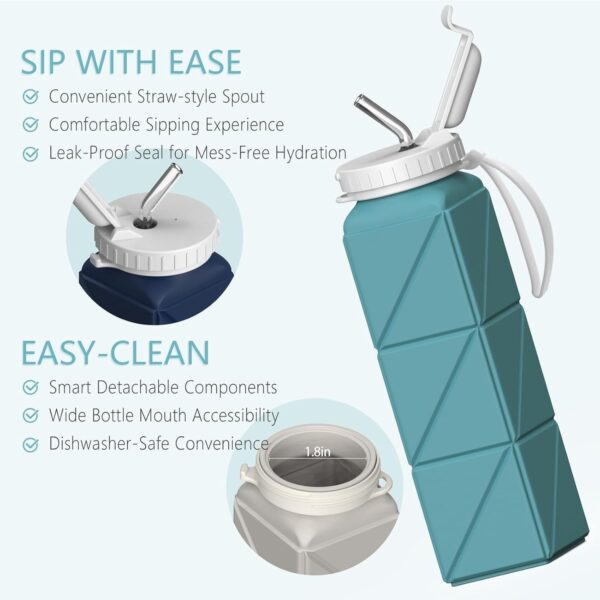 Collapsible Water Bottles, Silicone Foldable Portable Water ...