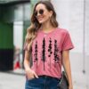 Funny Graphic Women Skinny Pine Tree Shirt Summer Hiking Cam...