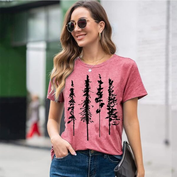 Funny Graphic Women Skinny Pine Tree Shirt Summer Hiking Cam...