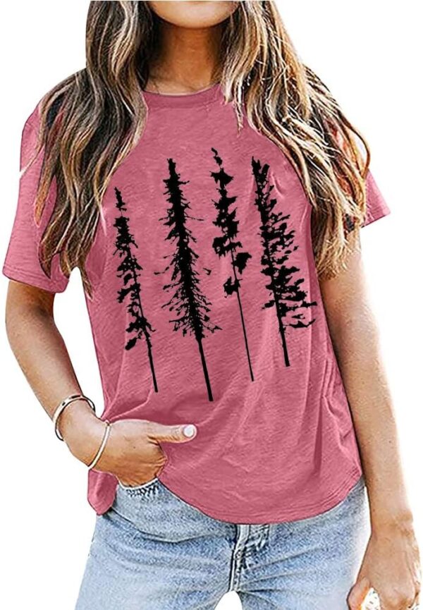 Funny Graphic Women Skinny Pine Tree Shirt Summer Hiking Cam...