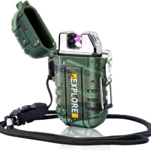 LcFun Waterproof Lighter Outdoor Windproof Lighter Dual Arc ...