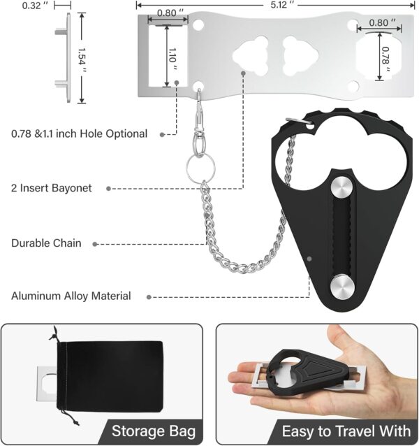 Portable Door Lock for Hotel Door Safety- Metal Hotel Door L...