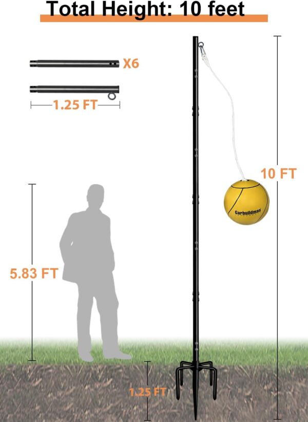 Garbuildman Tetherball Set with Ball & Rope for Outdoor Back...
