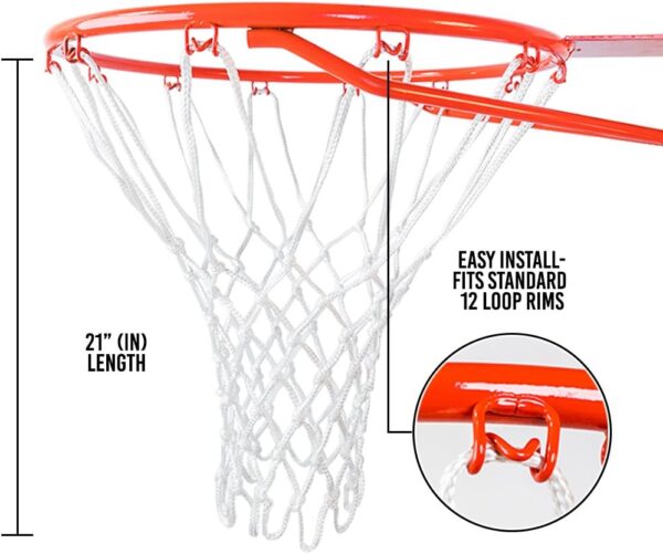 Heavy Duty Basketball Net Replacement - All Weather Anti Whi...