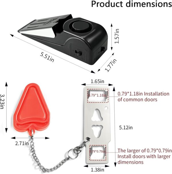 Portable Door Lock & Door Stop Alarm Set, Dual Protection Ho...