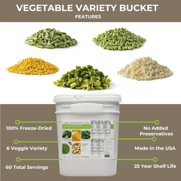Nutristore Emergency Buckets | Premium Freeze-Dried Vegetabl...