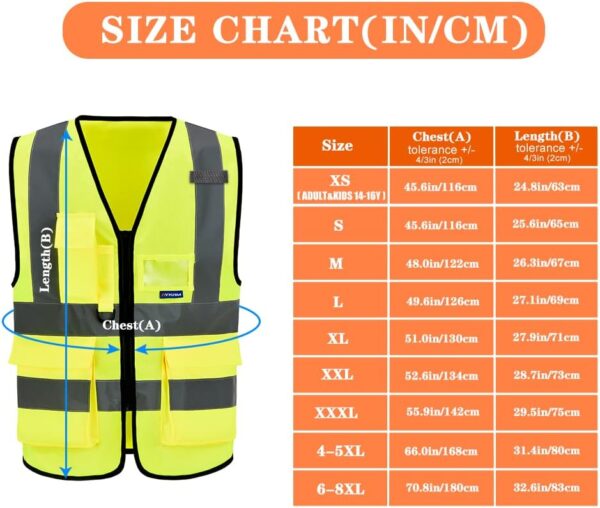 Reflective Security Safety Vests Heavy Duty with 7 Pockets a...