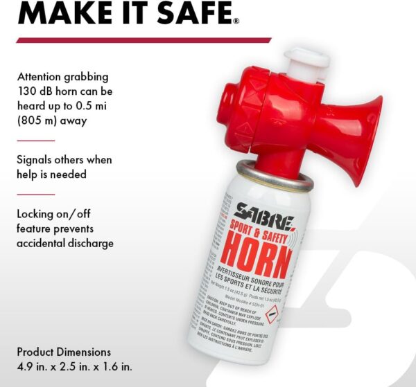 SABRE Sport and Safety Horn, 130 dB Air Horn, 60 ¼ Second or...