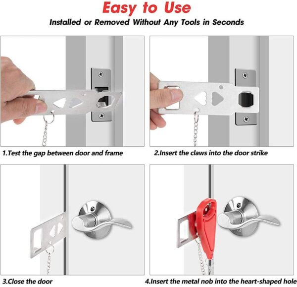 Portable Door Lock for Travel, Door Lock Self-Defense Securi...