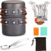 Odoland 6pcs Camping Cookware Mess Kit with Lightweight Pot,...