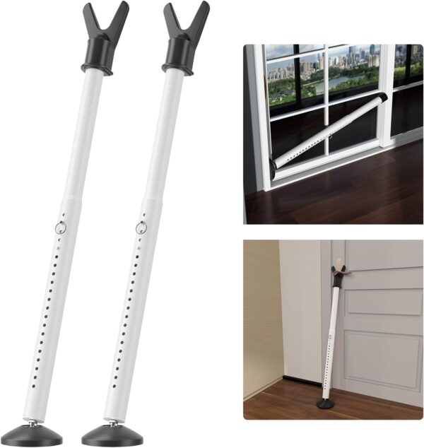 Door Stoppers Security Bar 2 Pack - Heavy Duty Door Jammer -...