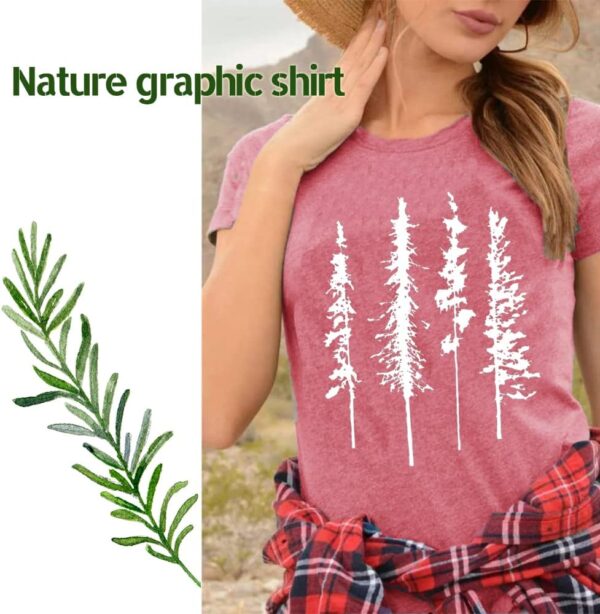 Funny Graphic Women Skinny Pine Tree Shirt Summer Hiking Cam...