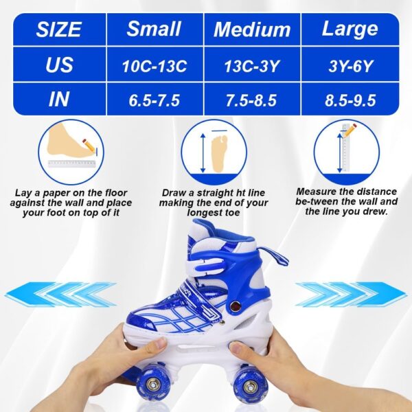 Adjustable Roller Skates for Kids Girls Boys Beginners 4Size...