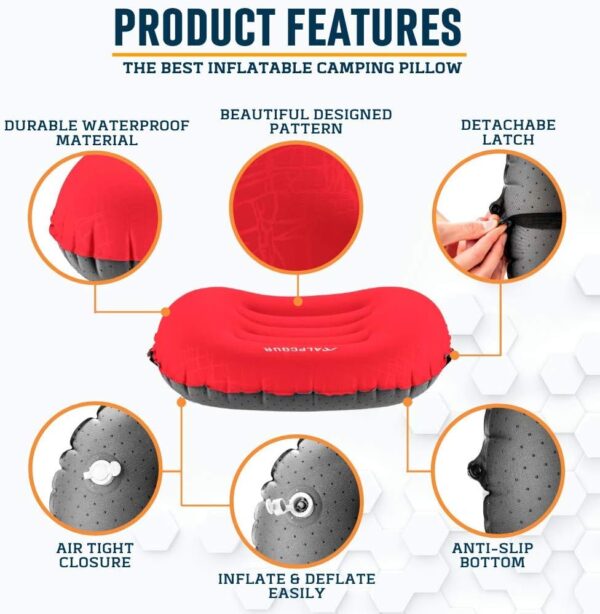 Alpcour Camping Pillow – Large, Inflatable, Ultralight Sleep...