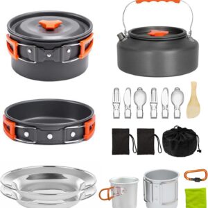Camping Cooking Set Camping Cookware Outdoor Aluminum Mess K...
