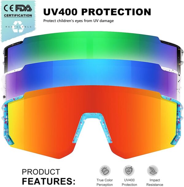 3 Pack Kids Baseball Sunglasses Youth Sports Football Softba...