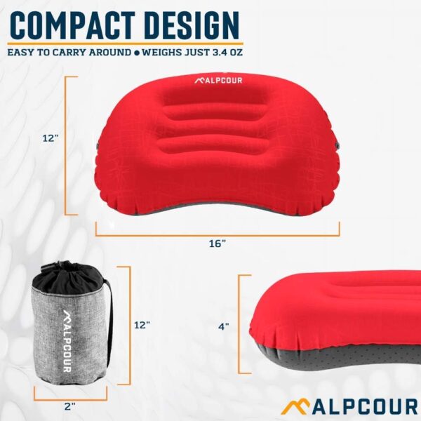 Alpcour Camping Pillow – Large, Inflatable, Ultralight Sleep...
