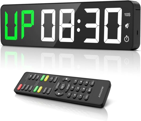 Gym Timer 15" Large LED Display Wall Clock | Interval Workou...
