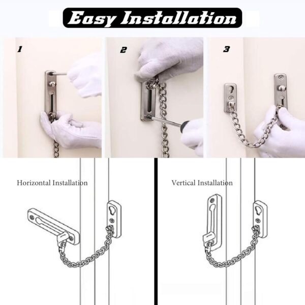 KAFENDA Security Door Chain Lock Sturdy Door Lock Latch for ...