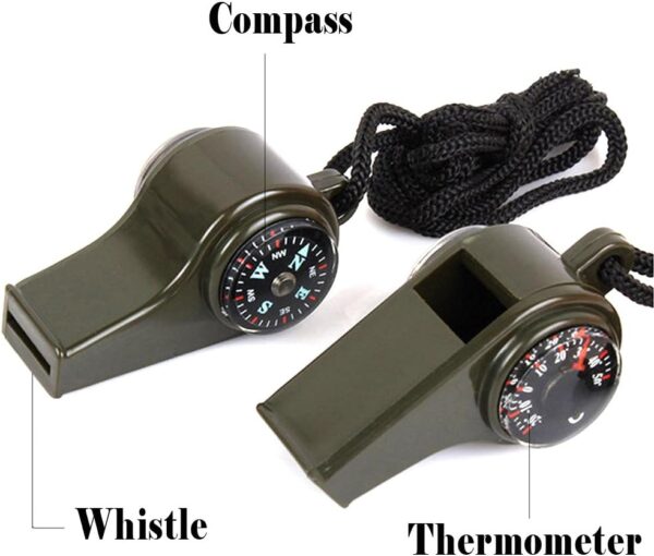 Emergency Whistle with Lanyard, Multi-Functional 3 in1 Survi...