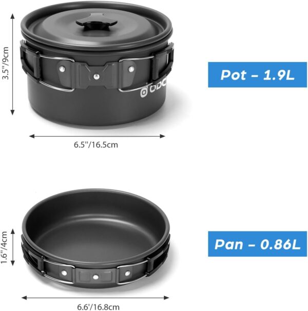 Odoland 15pcs Camping Cookware Mess Kit, Non-Stick Lightweig...