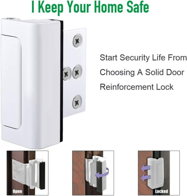 Home Security Door Reinforcement Lock Upgraded Front Door Lo...