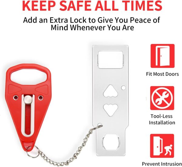 Portable Door Lock 2Pack Extra Lock for Additional Privacy a...