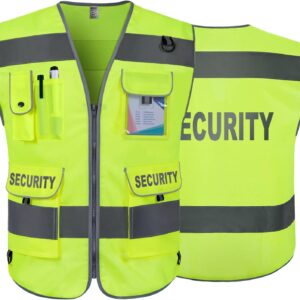 TCCFCCT Security Vest for Men Women 9 Pockets High Visibilit...