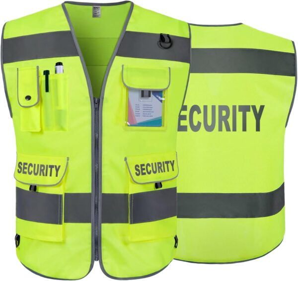 TCCFCCT Security Vest for Men Women 9 Pockets High Visibilit...