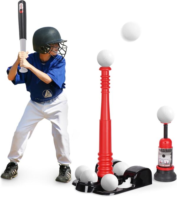 T Ball Set, Tee Ball Set for Kids 3-5 with 6 Large Baseballs...
