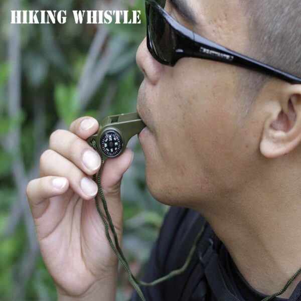Emergency Whistle with Lanyard, Multi-Functional 3 in1 Survi...