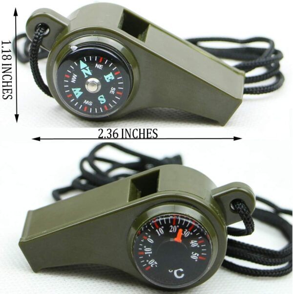Emergency Whistle with Lanyard, Multi-Functional 3 in1 Survi...