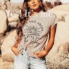Women Mountain Sunrise Adventure Shirt Hiking Camping Workou...