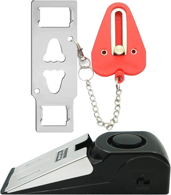 Portable Door Lock & Door Stop Alarm Set, Dual Protection Ho...