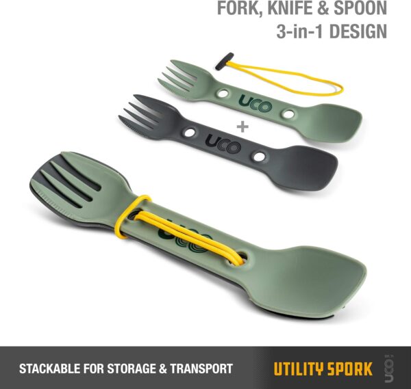 UCO Utility Spork 3-in-1 Combo Spoon-Fork-Knife Utensil, 2-P...