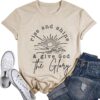 Women Mountain Sunrise Adventure Shirt Hiking Camping Workou...
