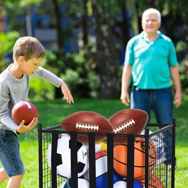 VEVOR Rolling Sports Ball Storage Cart, Lockable Basketball ...