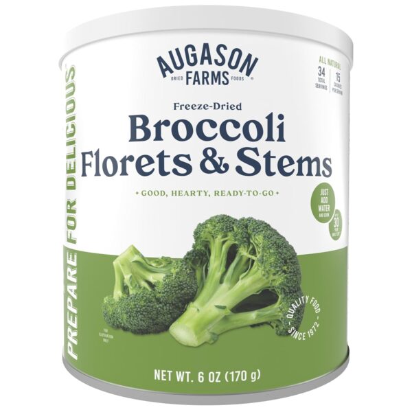 Augason Farms Freeze Dried Broccoli Florets & Stems Can, Eme...