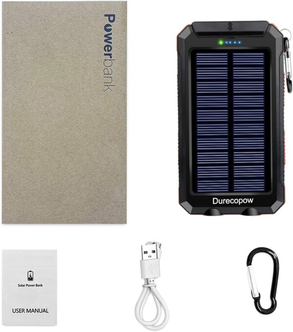 Solar Charger Power Bank, 20000mAh Portable Outdoor Waterpro...