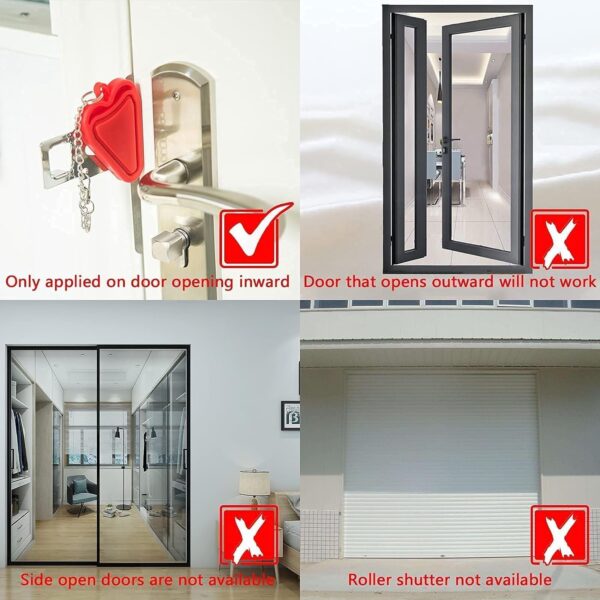 Portable Door Lock & Door Stop Alarm Set, Dual Protection Ho...