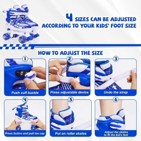 Adjustable Roller Skates for Kids Girls Boys Beginners 4Size...