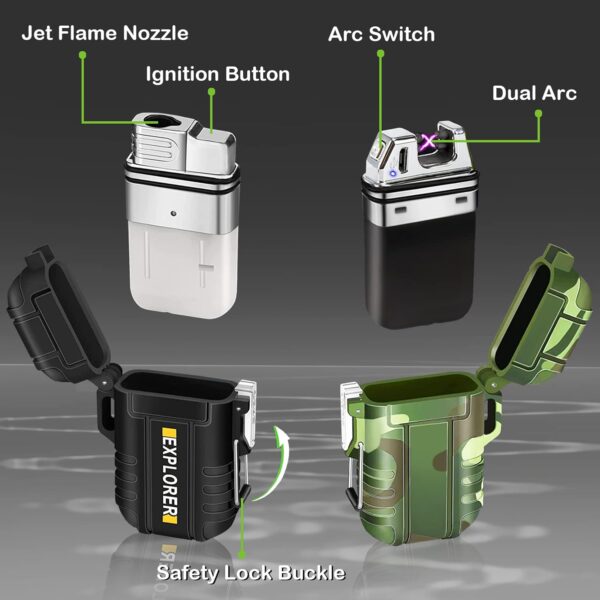 2 Pack Waterproof Lighter Outdoor Windproof Torch Lighter Du...