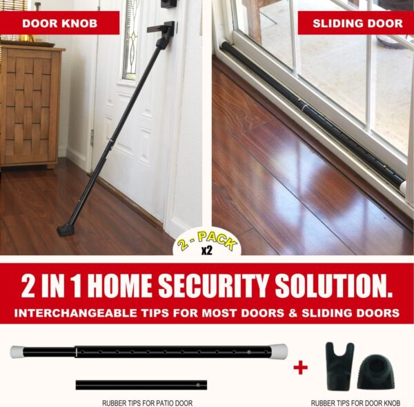 SECURITYMAN 2-in-1 Door Security Bar & Sliding Patio Door Se...
