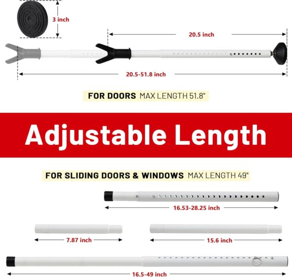 Door Stoppers Security Bar 2 Pack - Heavy Duty Door Jammer -...