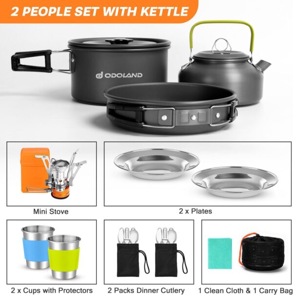 Odoland 16pcs Camping Cookware Set with Folding Camping Stov...